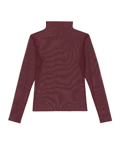 The Frankie Shop Tulia Long Sleeve Mesh Tee In Burgundy