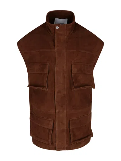 The Frankie Shop 'turin' Cargo Vest In Brown