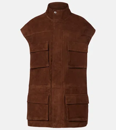 The Frankie Shop Turin Oversized Suede Jacket In Brown