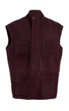 The Frankie Shop Turin Sleeveless Suede Cargo Jacket In Burgundy