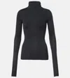 The Frankie Shop Utica Thin Wool And Silk Turtleneck Sweater In Gray