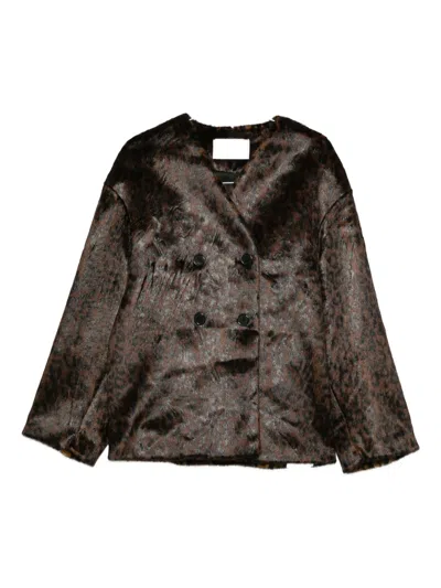 The Frankie Shop Valentina Leopard-pattern Jacket In Brown