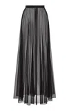 The Frankie Shop Vallen Pleated Mesh Maxi Skirt In Black