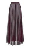 The Frankie Shop Vallen Pleated Mesh Maxi Skirt In Burgundy