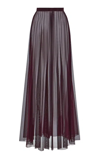 The Frankie Shop Vallen Pleated Mesh Maxi Skirt In Burgundy