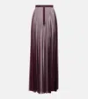 The Frankie Shop Vallen Pleated Sheer Mesh Maxi Skirt In Burgundy