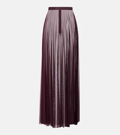 The Frankie Shop Vallen Pleated Sheer Mesh Maxi Skirt In Burgundy
