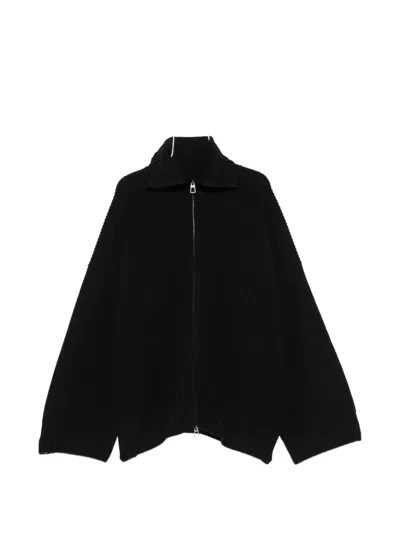The Frankie Shop Veda Ribbed-knit Zip-fastening Cardigan In Black
