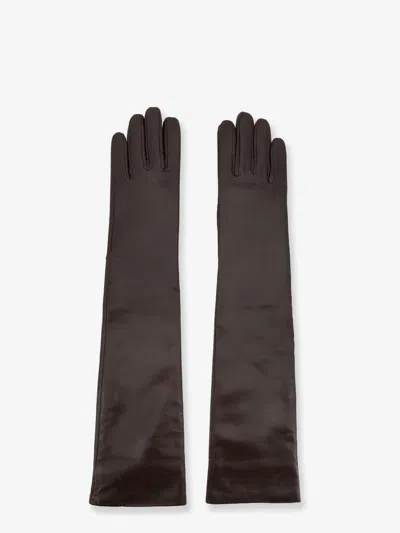 The Frankie Shop Veneto Leather Gloves In Brown