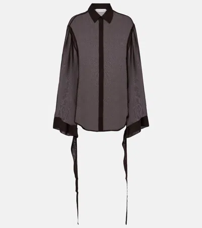 The Frankie Shop Verlin Chiffon Shirt In Brown