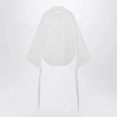 The Frankie Shop Verlin Sheer Chiffon Shirt With Tie Cuffs In White