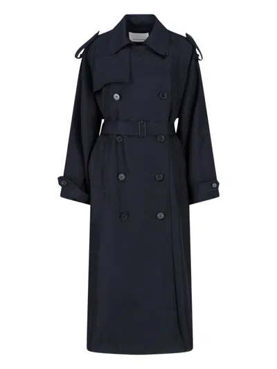 The Frankie Shop Veyron Double-breasted Trench Coat In Black