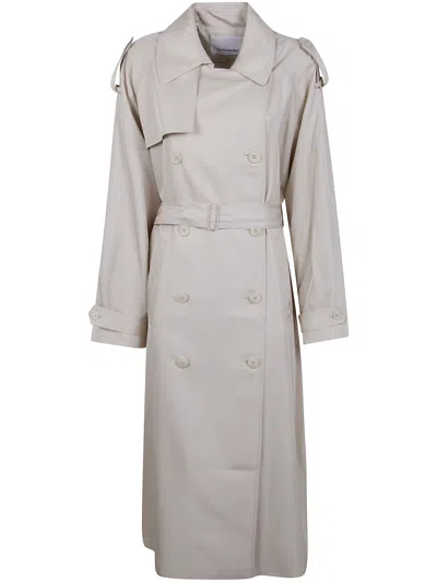 The Frankie Shop Veyron Fluid Trench Coat Belted Waist In Metallic