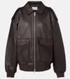 The Frankie Shop Viper Leather Jacket In Brown