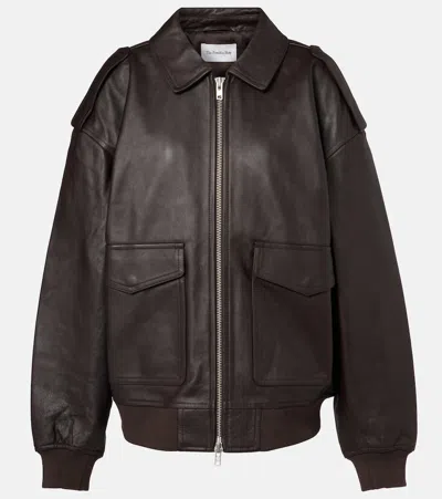 The Frankie Shop Viper Leather Jacket In Brown