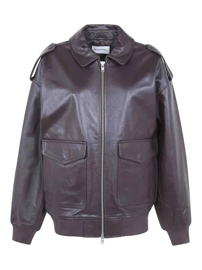 The Frankie Shop Viper Leather Jacket In Brown