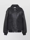 The Frankie Shop Classic-collar Pocketed Leather Jacket In Black
