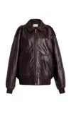 The Frankie Shop Viper Leather Jacket In Purple