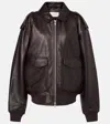The Frankie Shop Viper Oversized Leather Jacket In Purple