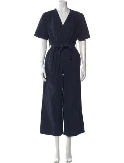 Pre-owned The Frankie Shop V-neck Jumpsuit In Blue