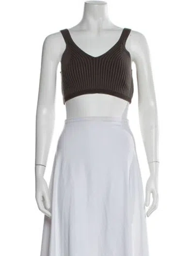 Pre-owned The Frankie Shop V-neck Sleeveless Sports Bra In White