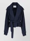 The Frankie Shop Waist Belted Jacket With Epaulettes And Lapels In Blue