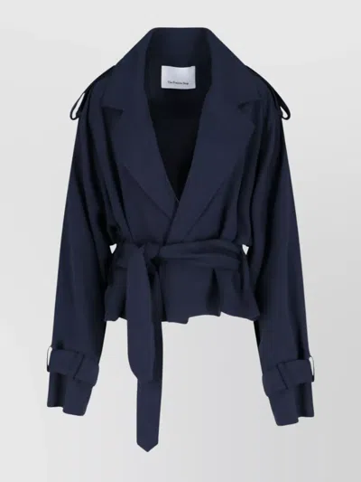 THE FRANKIE SHOP WAIST BELTED JACKET WITH EPAULETTES AND LAPELS