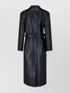 The Frankie Shop Double-breasted Faux Leather Coat With Removable Waist Belt In Blue