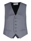 The Frankie Shop Gilet With Adjustable Back Strap And Asymmetrical Hemline In Gray