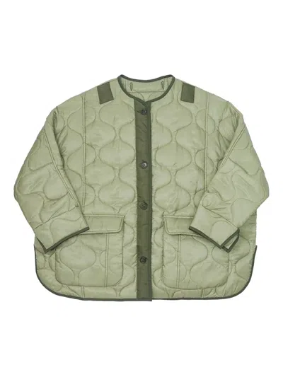 The Frankie Shop Quilted Teddy Jacket Featuring Contrasting Trims In Green