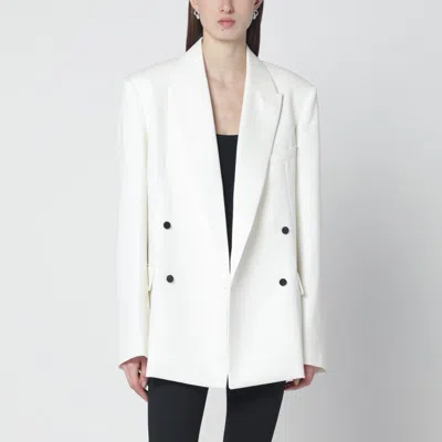 The Frankie Shop White Double-breasted Wool-blend Jacket