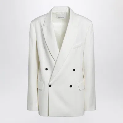 The Frankie Shop White Double-breasted Wool-blend Jacket