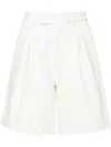 The Frankie Shop Xavier Pleated Denim Shorts In White