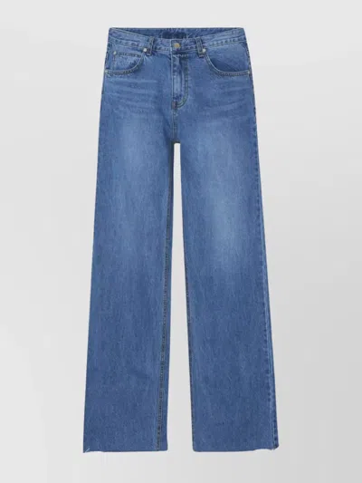 The Frankie Shop Wide-leg Denim Trousers Raw Hem In Animal Print