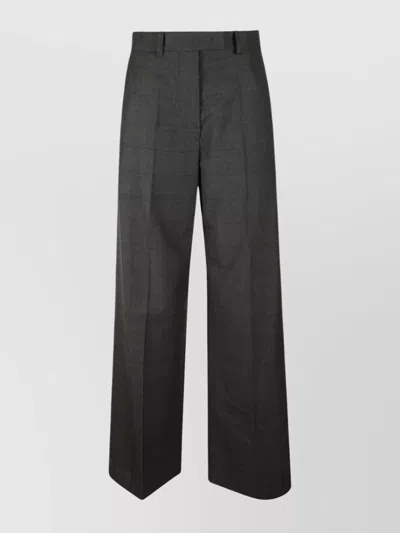 The Frankie Shop Wide Leg Plaid Trousers With Pleated Front In Gray