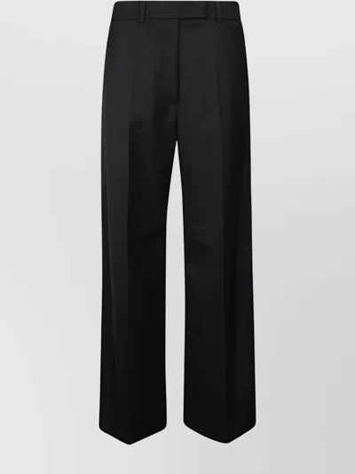 The Frankie Shop Wide Leg Pleated Trousers With Belt Loops In Blue