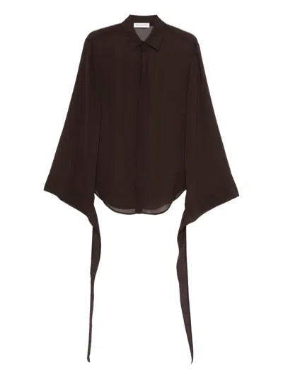 The Frankie Shop Wide-sleeve Shirt In Brown