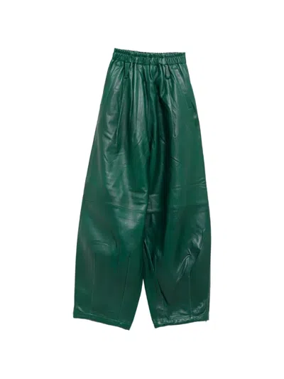 The Frankie Shop Wide-leg Leather Trousers In Green