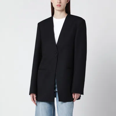 The Frankie Shop Womens Black Winsen Collarless Wool-blend Blazer Xxs