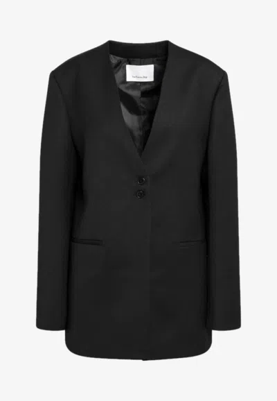 The Frankie Shop Winsen Wool Blend Jacket V Neck In Black