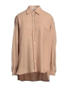 The Frankie Shop Woman Shirt Camel Size Xs/s Polyester, Virgin Wool In Beige
