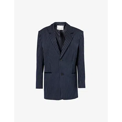 The Frankie Shop Womens Navy White Pinstripe Aiden Pinstriped