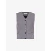 The Frankie Shop Womens Navy White Stripe Clare Pinstriped Cotton-poplin Waistcoat