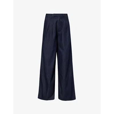 The Frankie Shop Womens Raw Wash Nolan Wide-leg High-rise Denim Trousers