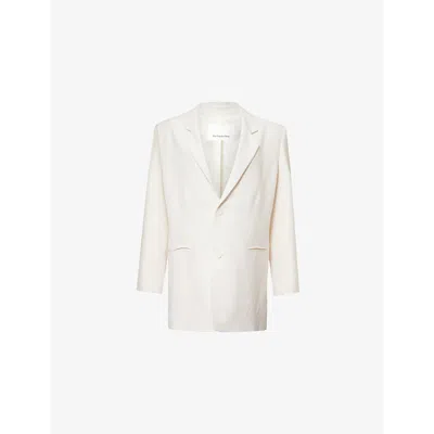 The Frankie Shop Womens White Aiden Single-breasted Twill Blazer
