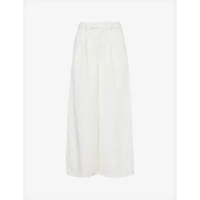 The Frankie Shop Womens White Nolan Wide-leg High-rise Denim Trousers