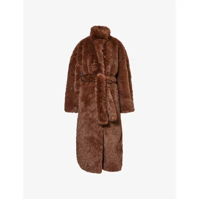 The Frankie Shop Womens 200-brown Ravello Faux Fur Robe Coat Xxs