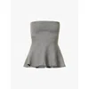 The Frankie Shop Agathe Strapless Knitted Top In Dark Grey