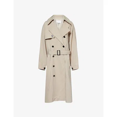 The Frankie Shop Womens Beige Mavis Oversized Woven Trench Xs In Sand