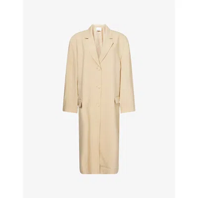 The Frankie Shop Womens Beige Tribeca Single-breasted Woven Long Coat Xs In Neutral
